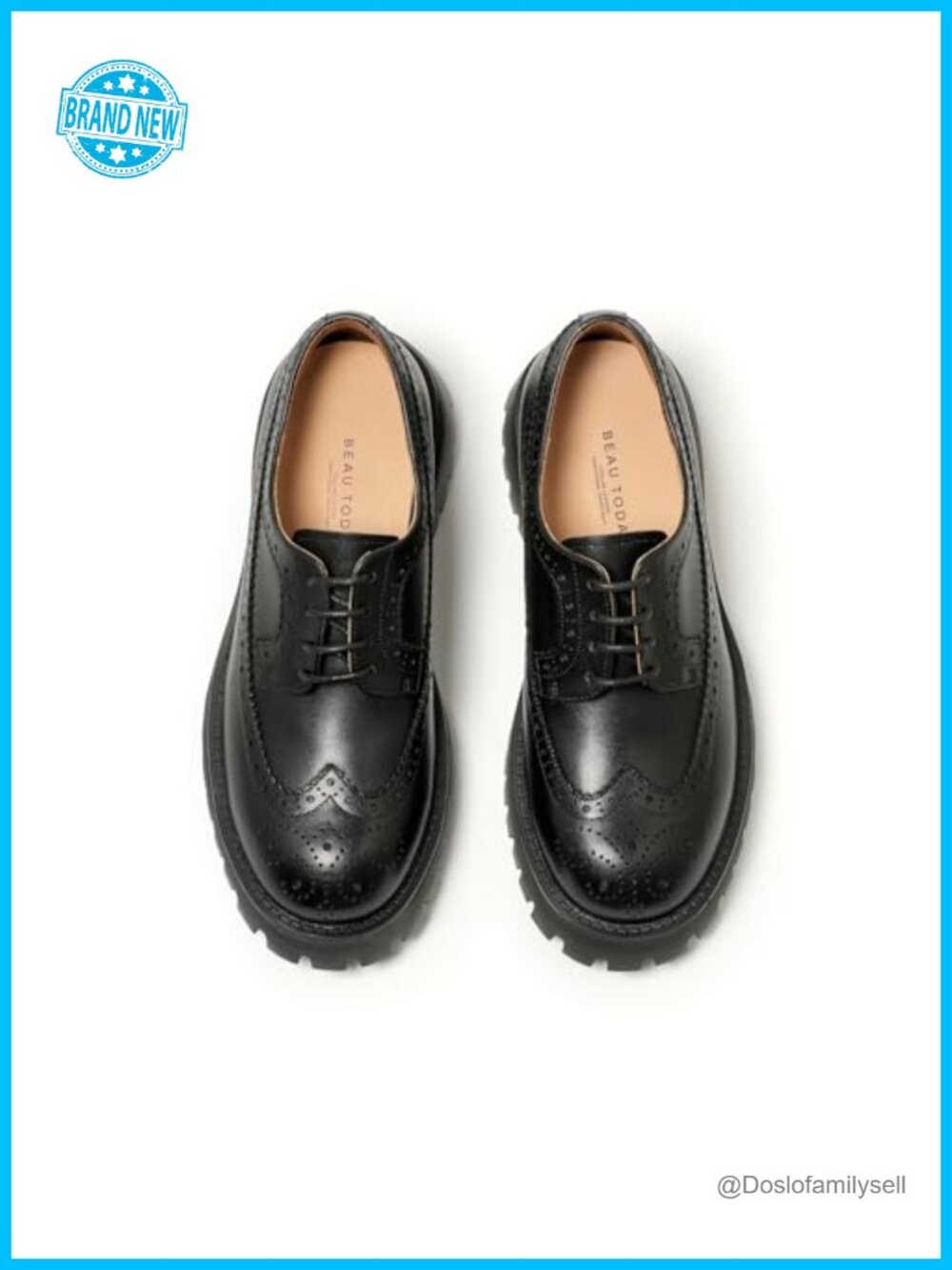 Wingtip Brogue Platform Oxfords Calfskin Chunky Dress Work Shoes